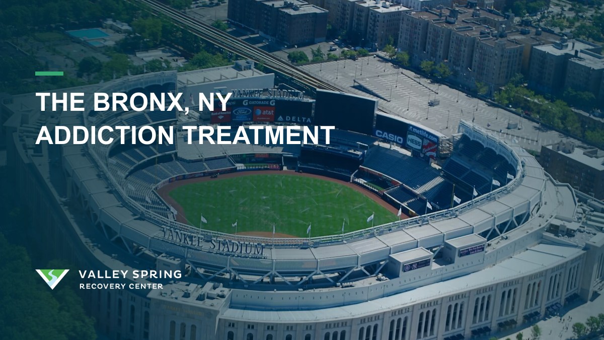 Yankee Stadium in the Bronx, New York with Valley Spring branding for substance use disorder treatment and recovery services