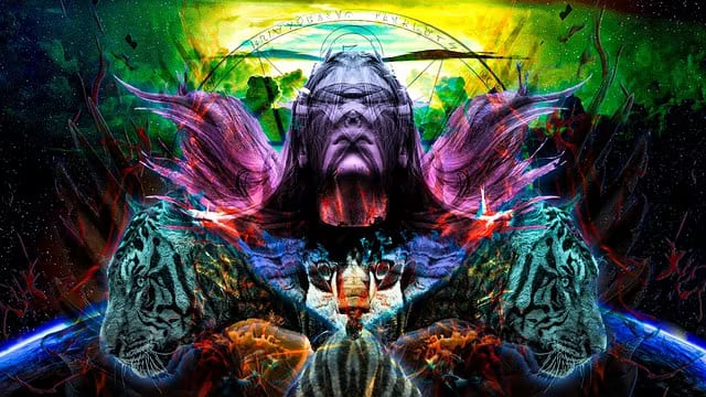 DMT hallucination, person tripping on DMT