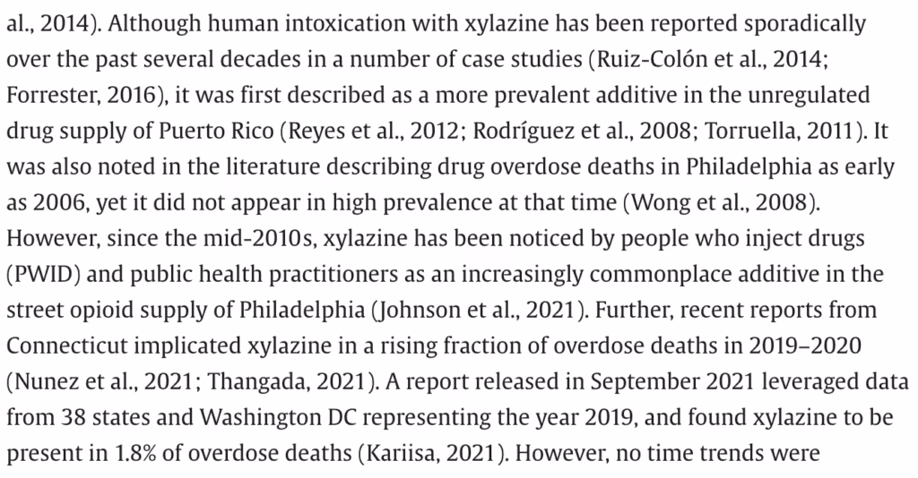 History of Xylazine Addiction