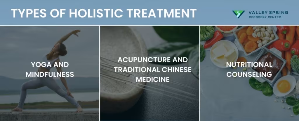 Holistic rehab centers focusing on yoga, mindfulness, alternative treatments like acupuncture and nutritional counseling