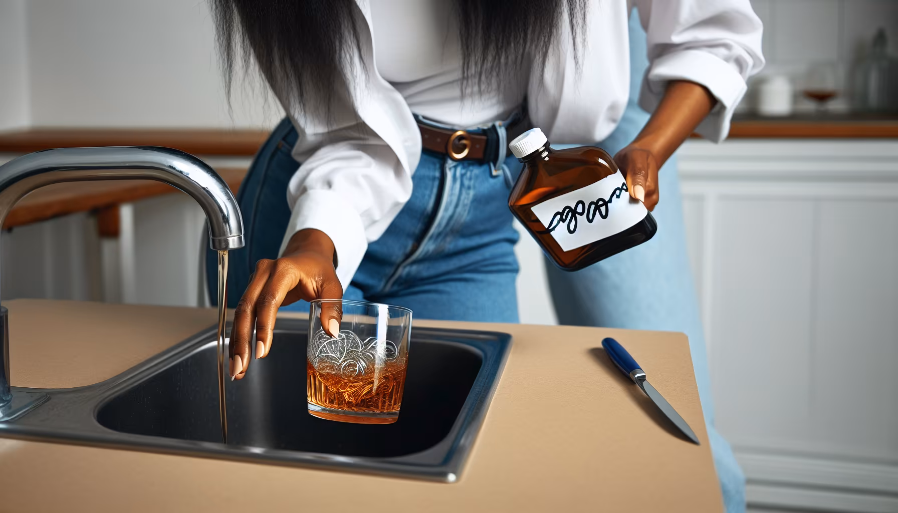 Illustration of a person following safety precautions and avoiding alcohol while taking Buspar