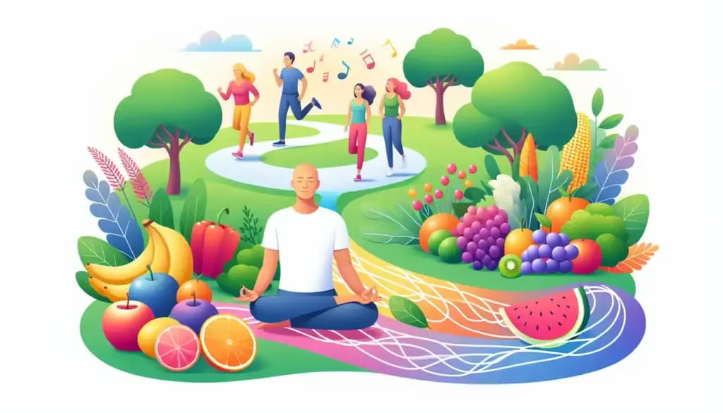 Illustration of stress management for healthy cortisol levels
