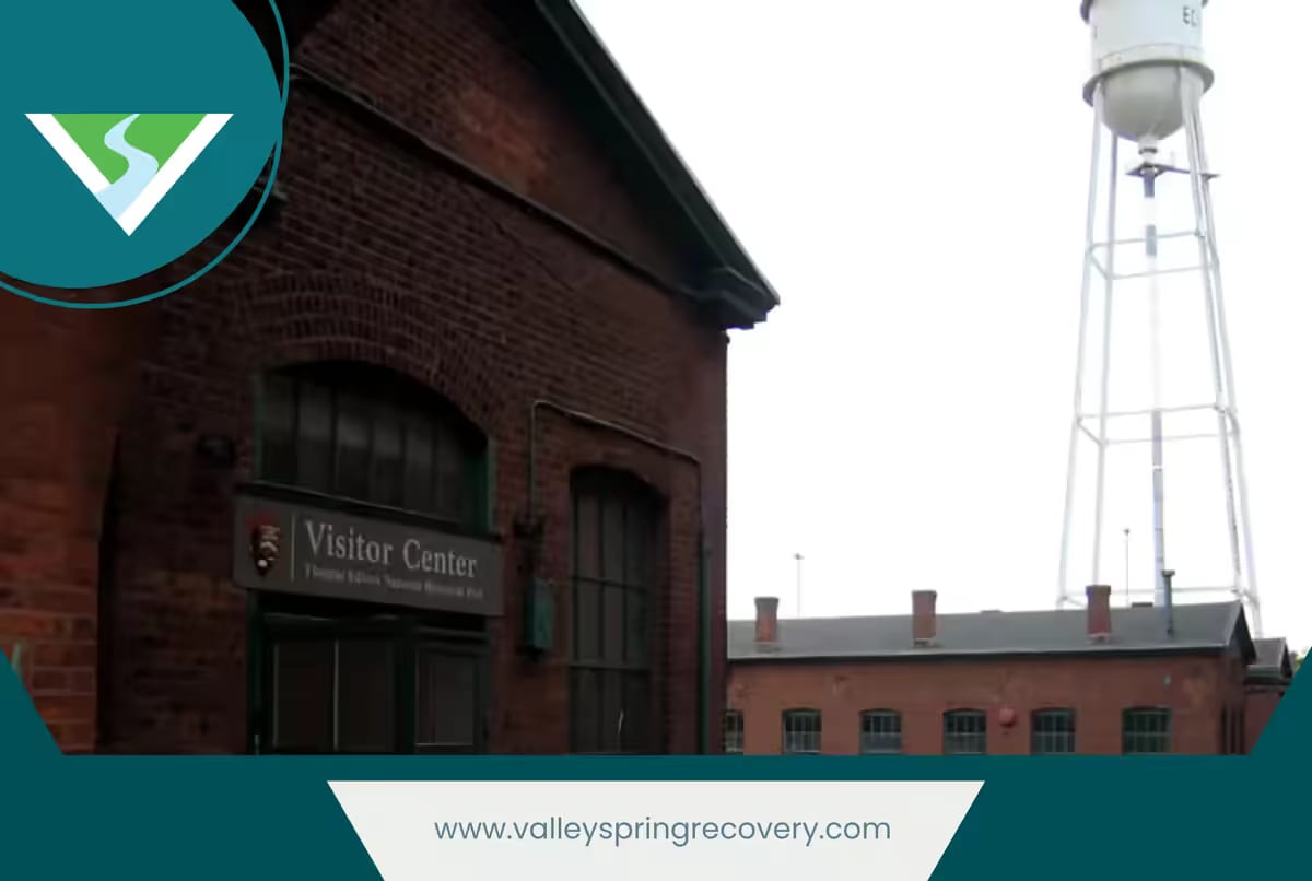 Great Falls visitor center and water tower, Paterson, New Jersey, in the Valley Spring Recovery Center service area Great Falls visitor center and water tower, Paterson, New Jersey, in the Valley Spring Recovery Center service area
