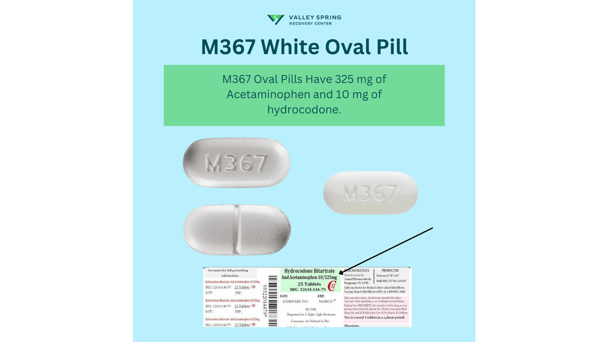 White M367 hydrocodone-acetaminophen 10 mg/325 mg prescription tablet