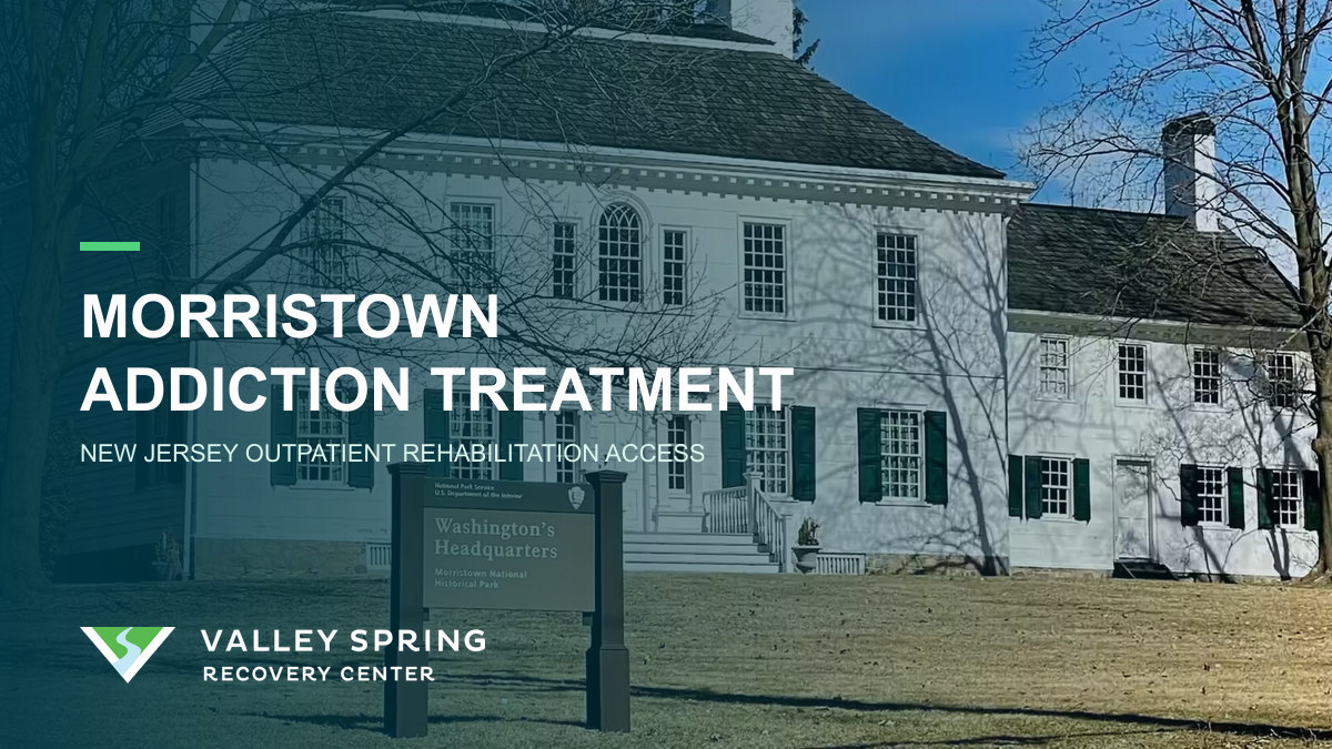 Ford Mansion at Morristown National Historical Park with Valley Spring branding for Morris County substance use disorder treatment access