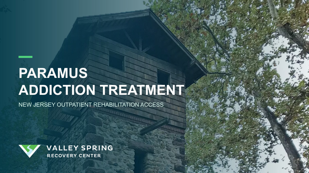 Easton Tower in Paramus with Valley Spring branding for Bergen County substance use disorder treatment and outpatient rehabilitation access