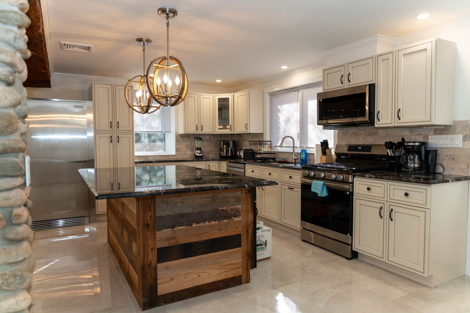 Full kitchen with island in a Valley Spring partner sober living home in New Jersey Full kitchen with island in a Valley Spring partner sober living home in New Jersey