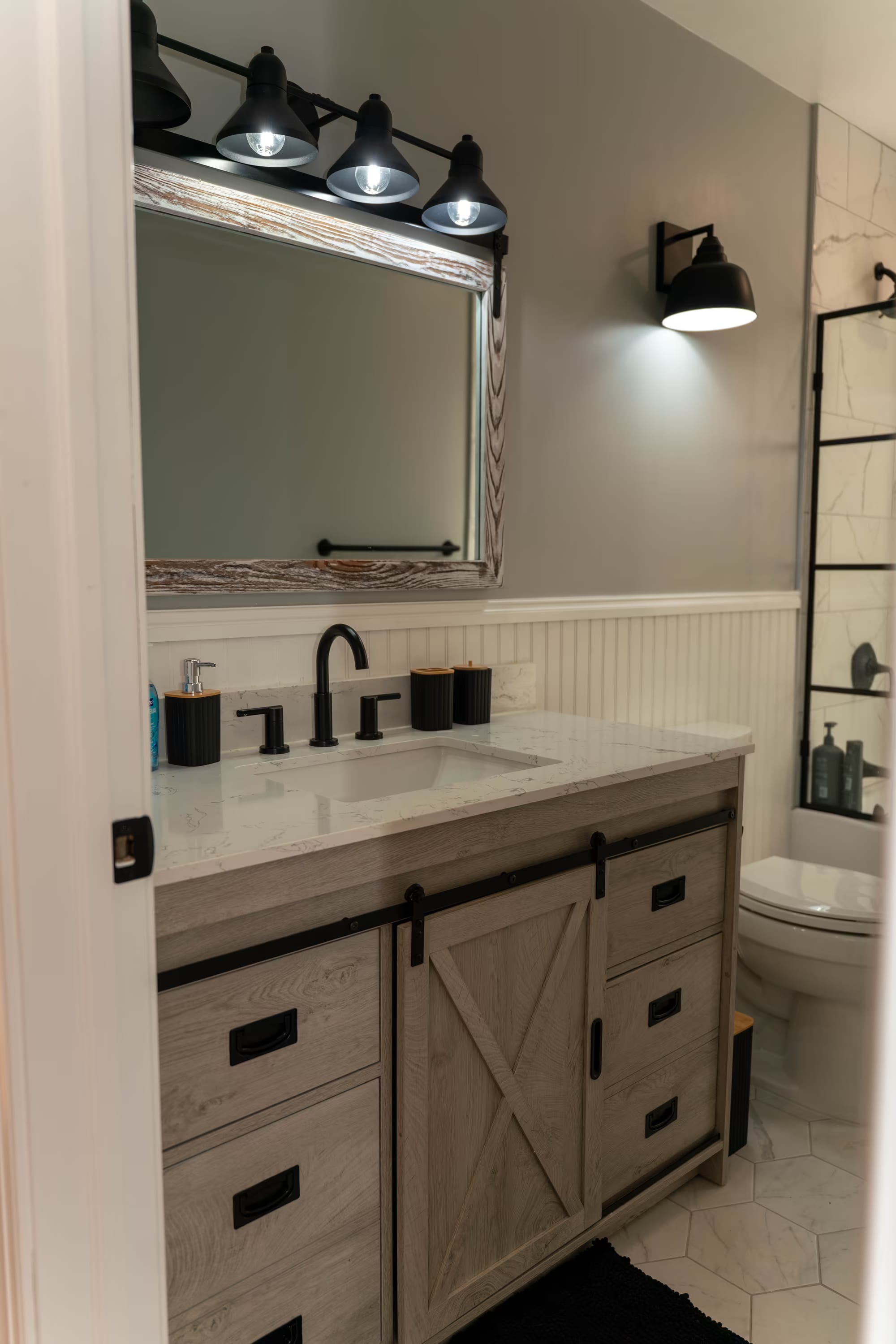 Renovated bathroom vanity in a Valley Spring partner sober living home in New Jersey Renovated bathroom vanity in a Valley Spring partner sober living home in New Jersey