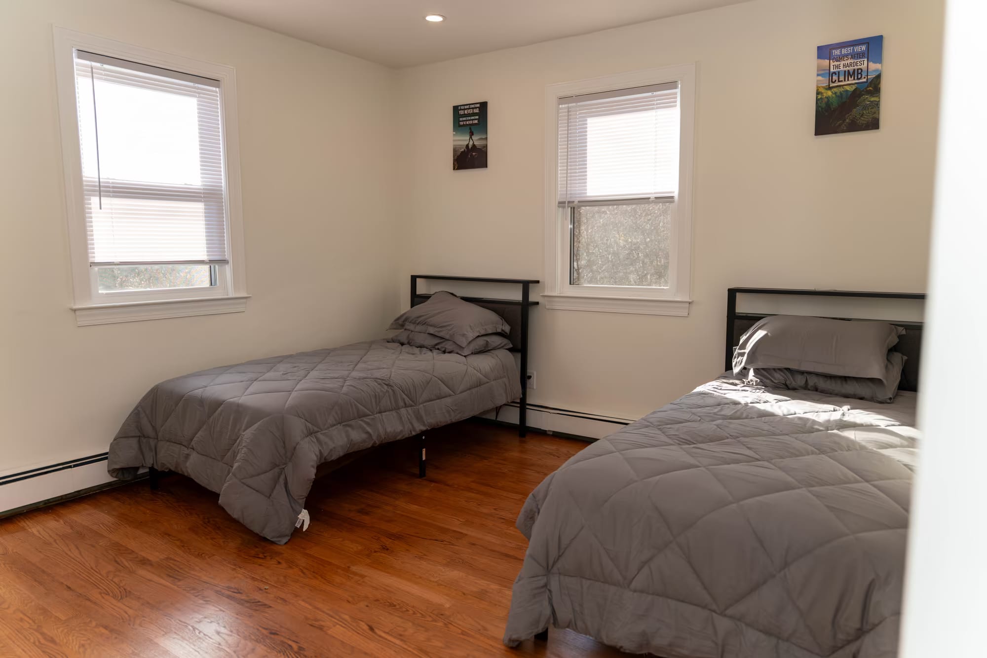 Shared bedroom with twin beds in a Valley Spring partner sober living home in New Jersey Shared bedroom with twin beds in a Valley Spring partner sober living home in New Jersey