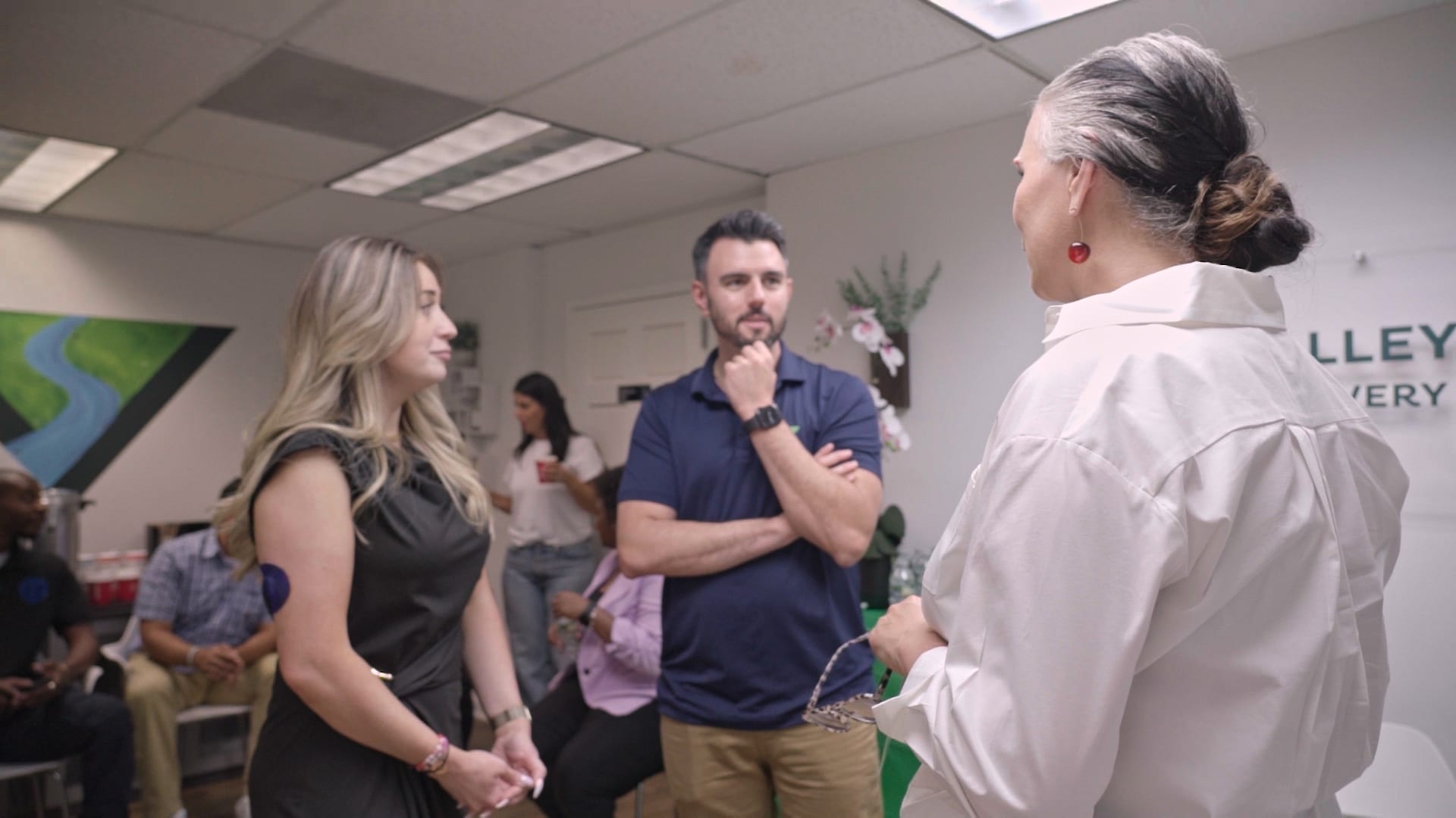 Open house with EAP partners Clinical Director Noelle Mathew and CEO Brian Cellary speaking with Employee Assistance Program partners at Valley Spring Recovery Center in Norwood, NJ