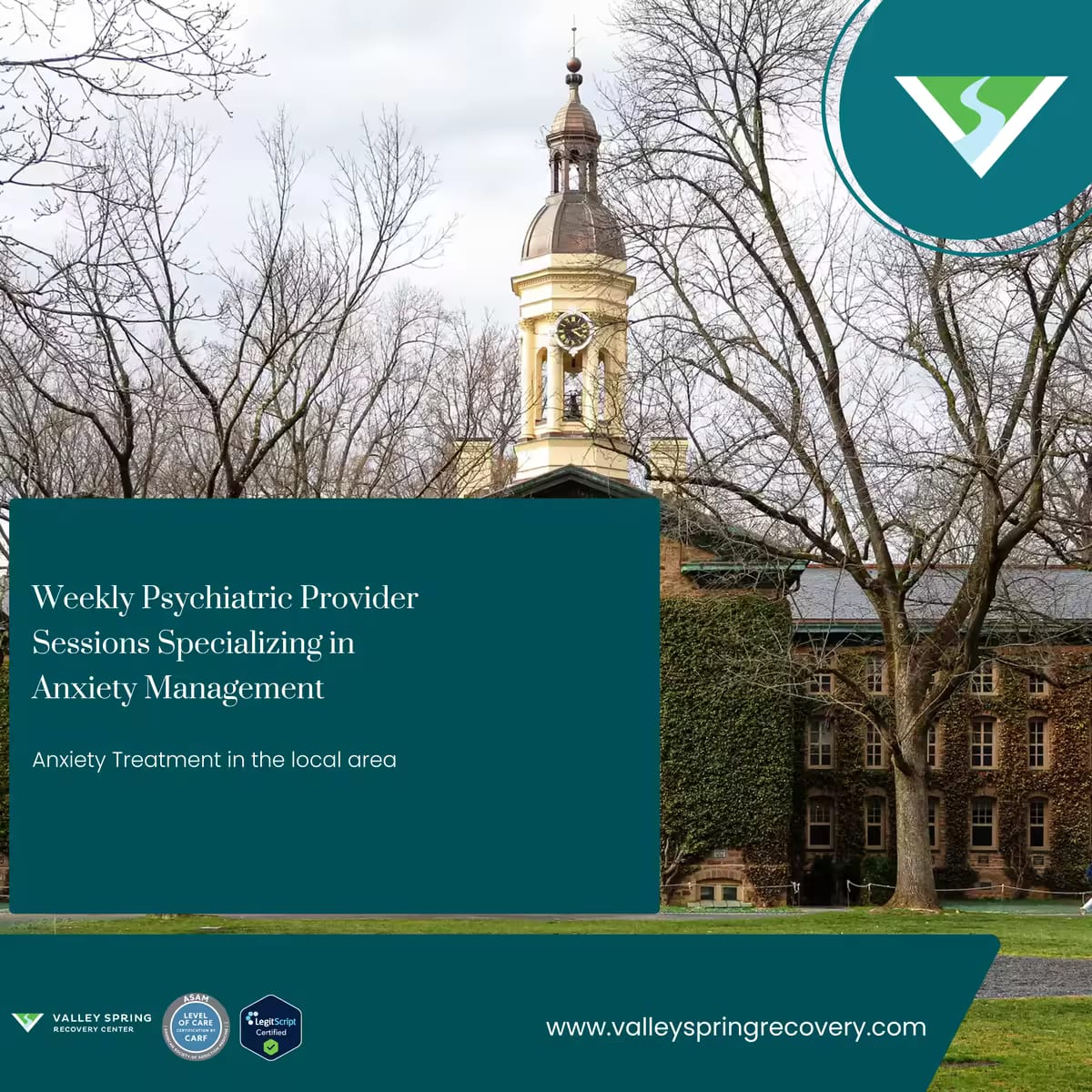 Psychiatric prescriber session for anxiety medication management at Valley Spring Recovery Center