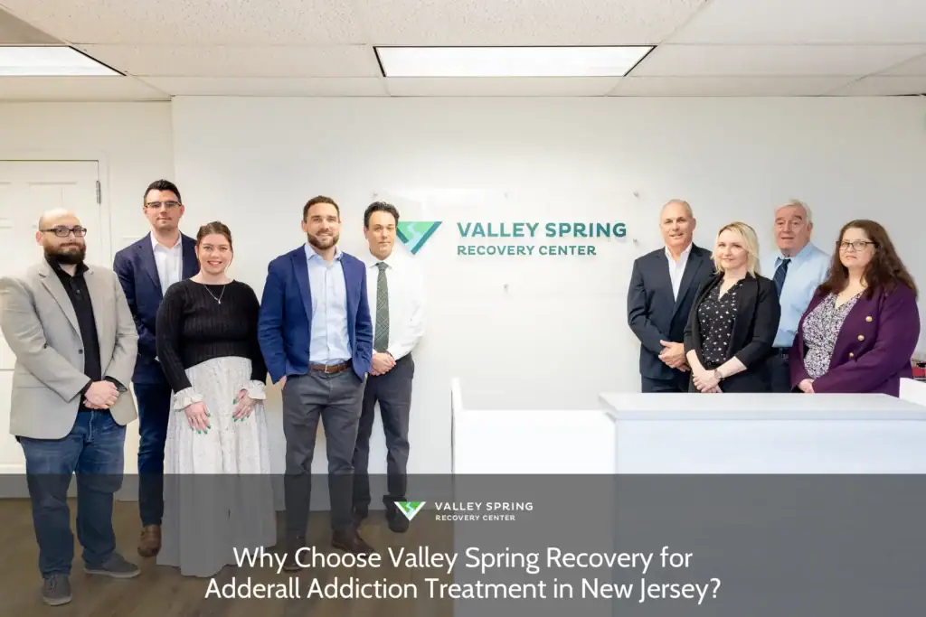 Team members of Valley Spring Recovery Center stand together in the office, highlighting their commitment to addiction treatment in New Jersey.