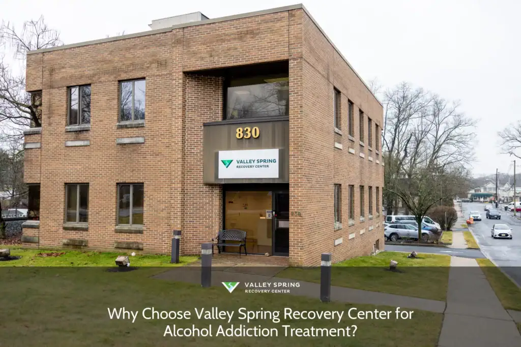 Valley Spring Recovery Center's brick building at 830, featuring a welcoming entrance and landscaped area, ideal for addiction treatment services.