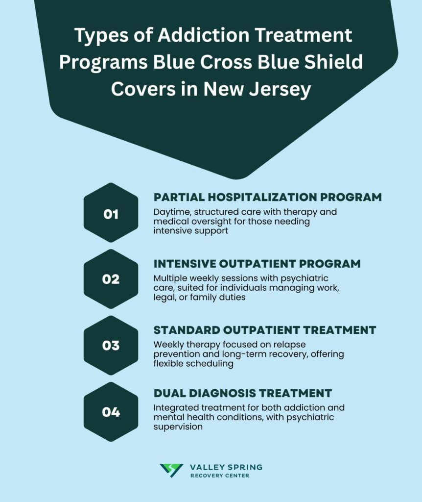What Types Of Addiction Treatment Programs Does Blue Cross Blue Shield Cover In New Jersey?